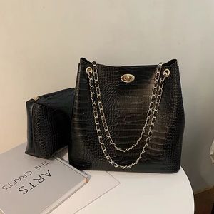 Crocodile Pattern Tote Bag AND Mini Hand Bag